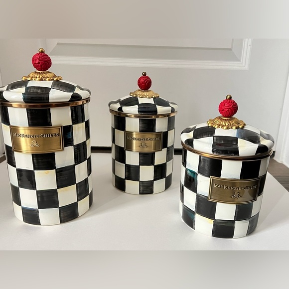 MacKenzie-Childs 3 piece Canister Set - Picture 1 of 2